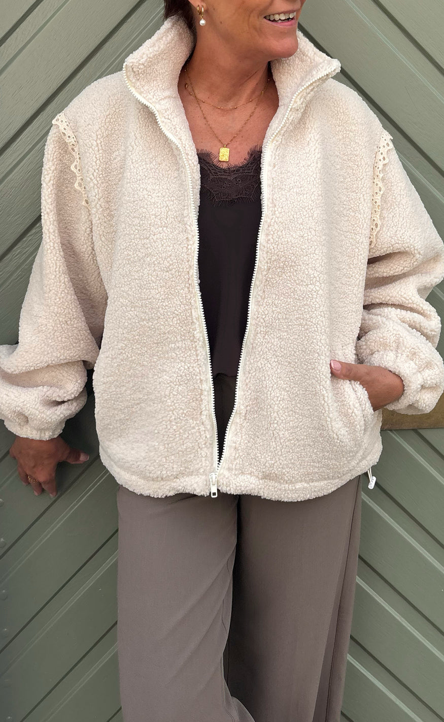 Say INA Copenhagen Fleece Jakke - Fia - Off White